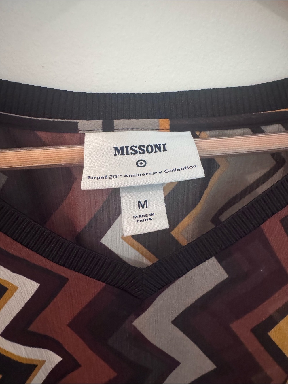 Missoni for target Zigzag V-Neck Sheer Knit Top in Mustard, Brown & Gray - Picture 2 of 3
